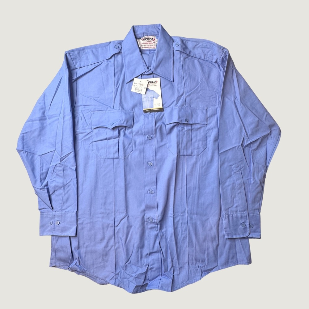Elbeco Uniform Shirt Mens XL 17.5 35 Checkpointe U613 Blue Button Down NEW
